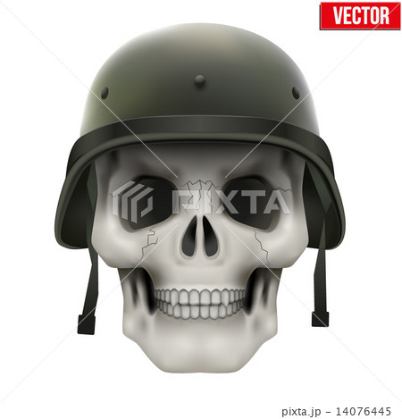 Human skull with Military helmet. Human skull with Military helmet. 14076445