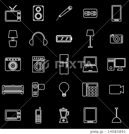 Electrical machine line icons on black background 14083891