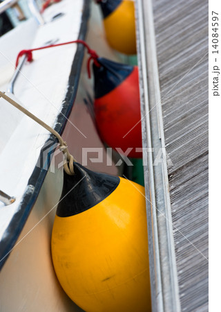 Sailboat Side Fenders CloseUp. Boat protection Sailboat Side Fenders CloseUp. Boat protection 14084597