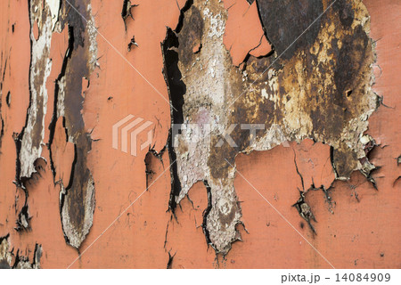 Cracked paint on rusty iron 14084909