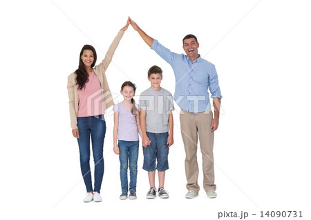 Happy parents joining hands above children 14090731