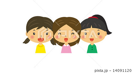 女の子 三人 笑顔のイラスト素材