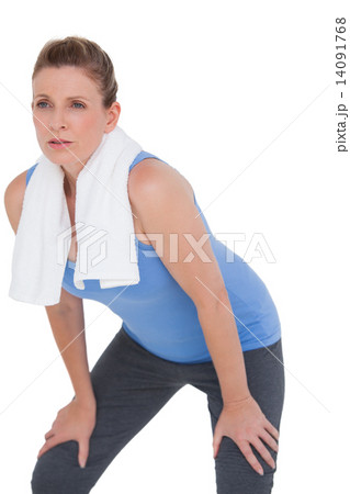 Fit woman with towel on shoulders 14091768