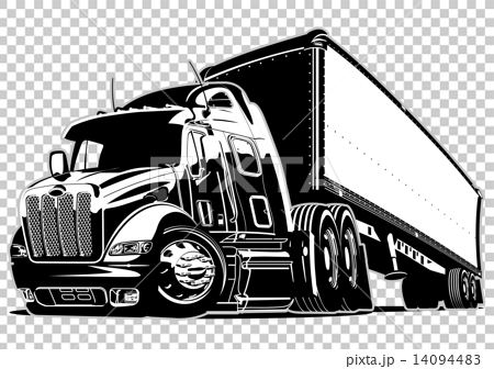 semi truck clip art black and white