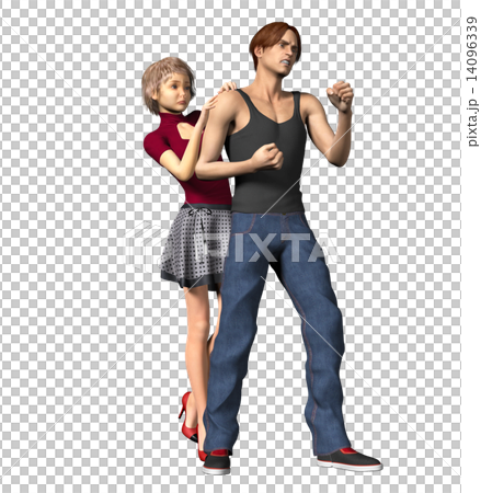 perming strong male image to protect women 3DCG illustration material 14096339