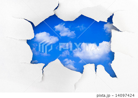 Paper hole and sky Paper hole and sky 14097424