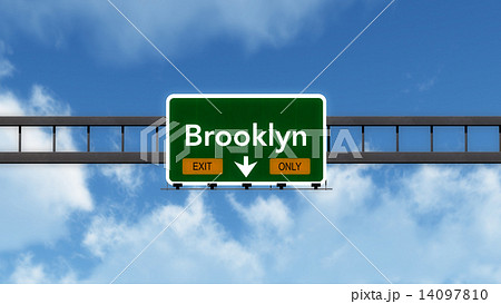 Brooklyn USA Highway Road Sign Exit Only のイラスト素材 [14097810
