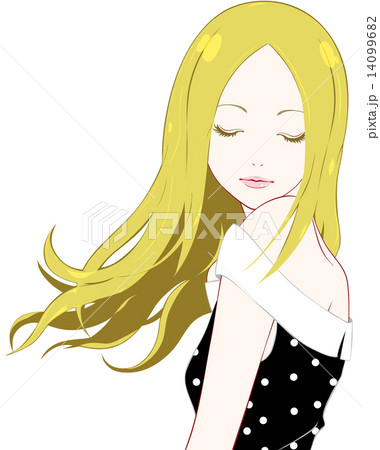 女性　夏服　目を閉じる 14099682