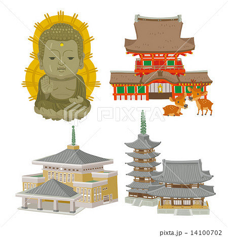 奈良観光名所のイラスト素材