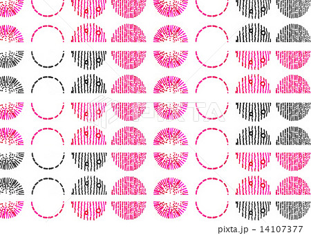 ゼンタングル 模様 水玉模様 ドット 水玉 手描き 水彩 ピンク 桃色 白 白バック のイラスト素材