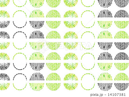 ゼンタングル 模様 水玉模様 ドット 水玉 手描き 水彩 黄緑 ライム 白 白バック のイラスト素材