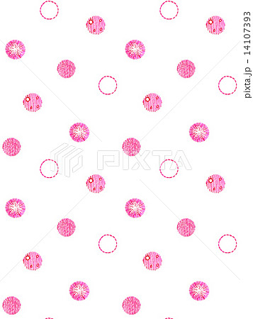 装飾 ゼンタングル 模様 水玉模様 ドット 水玉 手描き 水彩 桃色 ピンク 白 白バック のイラスト素材