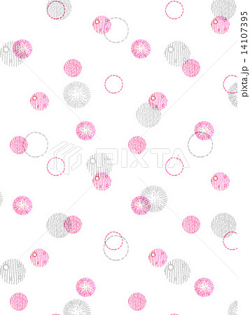 装飾 ゼンタングル 模様 水玉模様 ドット 水玉 手描き 水彩 桃色 ピンク 白 白バック のイラスト素材
