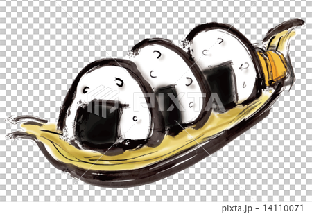 おにぎり オニギリ おむすび 三角 三角形 三角おむすび 手描きのイラスト素材