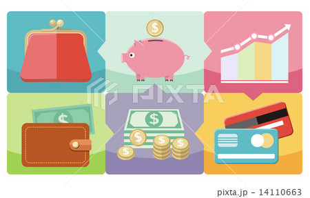 Dollar, purse, coin box pig icons Dollar, purse, coin box pig icons 14110663