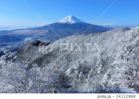 富士山と美しい銀世界の樹氷 14112968