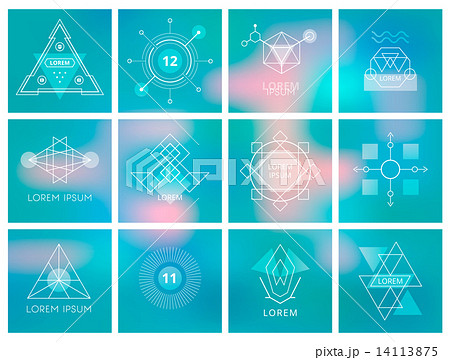 Futuristic Geometric Hipster Elements and Logos. 14113875