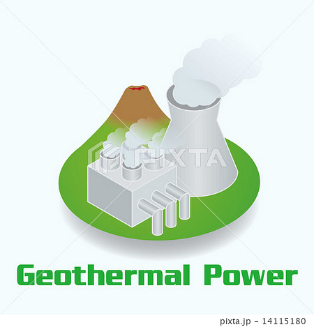 地熱発電イメージイラストのイラスト素材