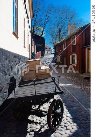 A cart loaded with crates A cart loaded with crates 14115960