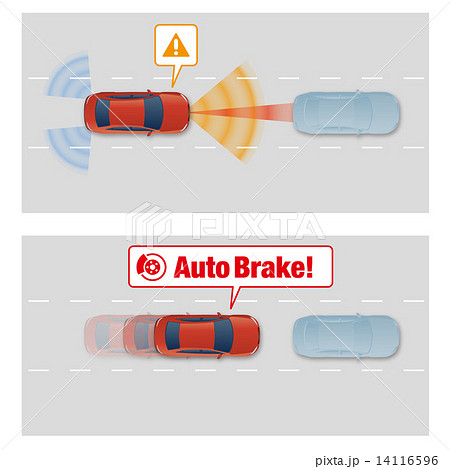 セーフティカー 自動運転 イメージイラストのイラスト素材