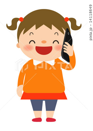 スマホを持った女の子のイラスト素材