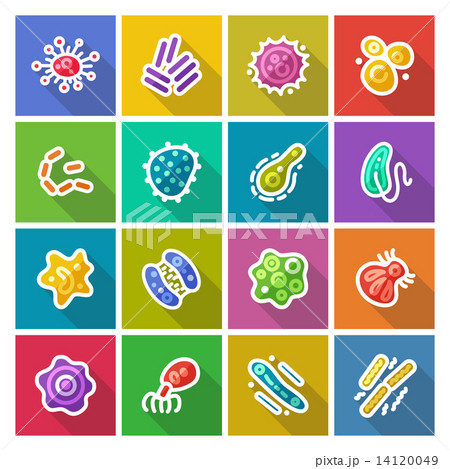 Germs and Bacteria Flat Icons Set 14120049
