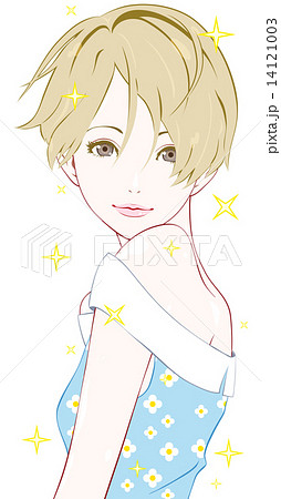 女性 微笑 キラキラのイラスト素材