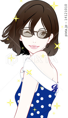 女性　バカンス　キラキラ 14121010