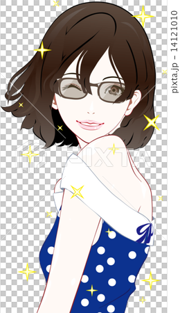 女性　バカンス　キラキラ 14121010