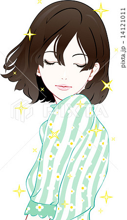 女性　目を閉じる　キラキラ 14121011