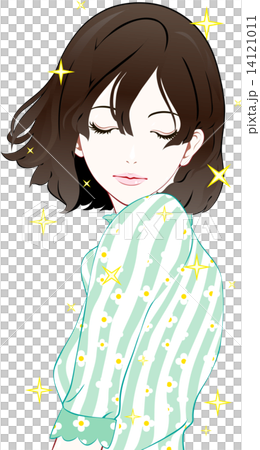 女性　目を閉じる　キラキラ 14121011