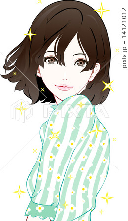 女性　微笑　キラキラ 14121012