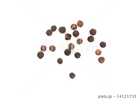 Black pepper seeds on white Black pepper seeds on white 14121735