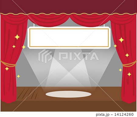 劇場の舞台と吊り看板のイラスト素材