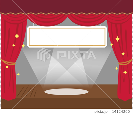 Theater's stage and hanging signs 14124260