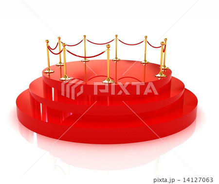 3D glossy podium with gold handrail 14127063