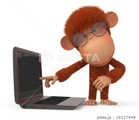 the red monkey with the laptop 14127449