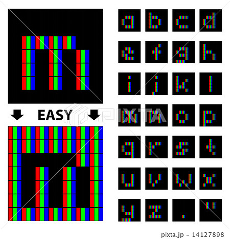 RGB pixel lower case font alphabet 14127898