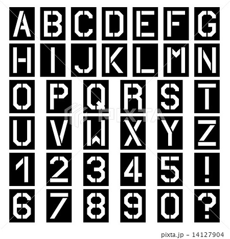 Stencil Square Font Alphabet Numberのイラスト素材