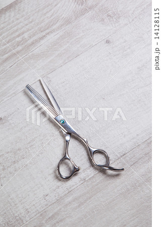 professional barber scissors, tools for cutting, shot with depth 14128115
