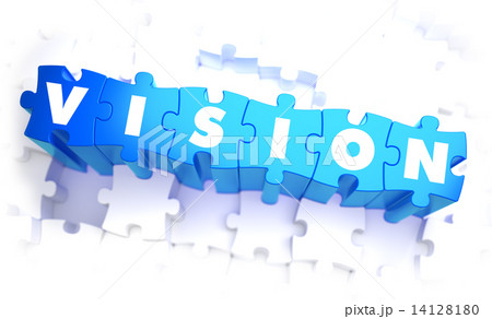 Vision - Word in Blue Color on Volume Puzzle. Vision - Word in Blue Color on Volume Puzzle. 14128180