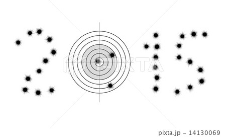 Bullet holes and target in shape of 2015 Bullet holes and target in shape of 2015 14130069