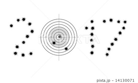 Bullet holes and target in shape of 2017 Bullet holes and target in shape of 2017 14130071
