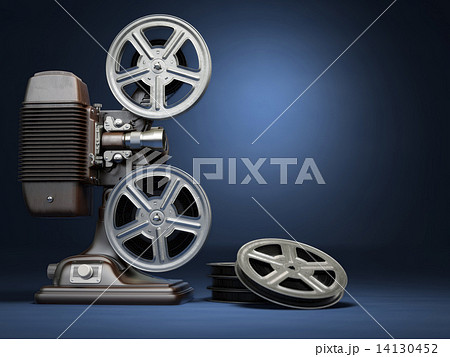 Video, cinema concept. Vintage film movie projector and reels on 14130452