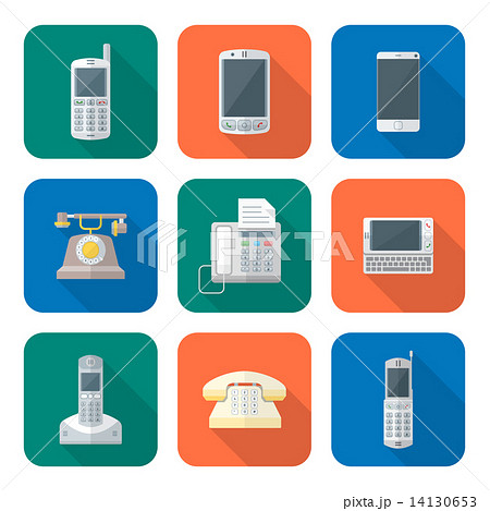 colored flat style various phone devices icons set. 14130653