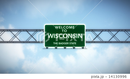 Wisconsin USA State Welcome to Highway Road Sign 14130996