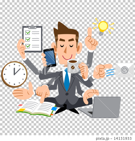 一個年輕的商人，輕鬆執行多任務處理 14131933