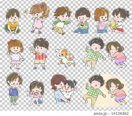 男の子 女の子の子供セットのイラスト素材