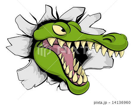 Alligator Or Crocodile Breaking Through Background Stock Illustration