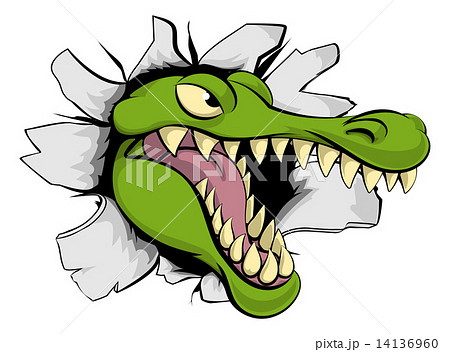 Alligator Or Crocodile Breaking Through Backgroundのイラスト素材 14136960 Pixta